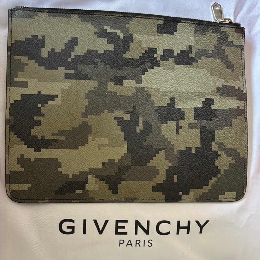 Givenchy Black and Green Wallet with Digital Camo Design